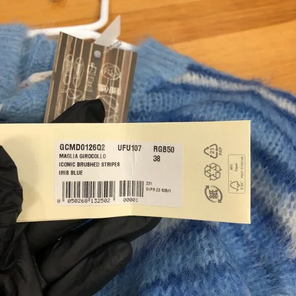 Marni Blue & White Striped Mohair-Blend Sweater Size 38 With Original tag - Picture 11 of 15